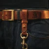 &SONS Leather Goods-Brown Leather Key Fob