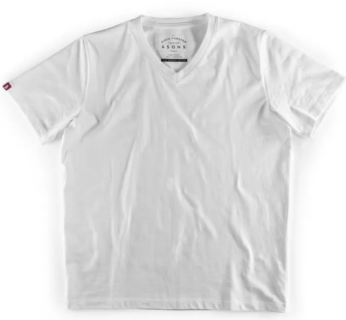 &SONS Tops-Classic White V-Neck T-Shirt