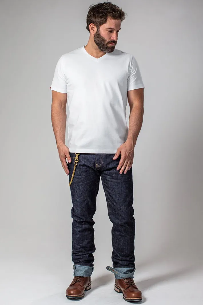 &SONS Tops-Classic White V-Neck T-Shirt