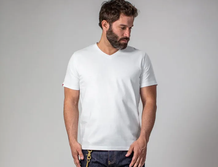 &SONS Tops-Classic White V-Neck T-Shirt