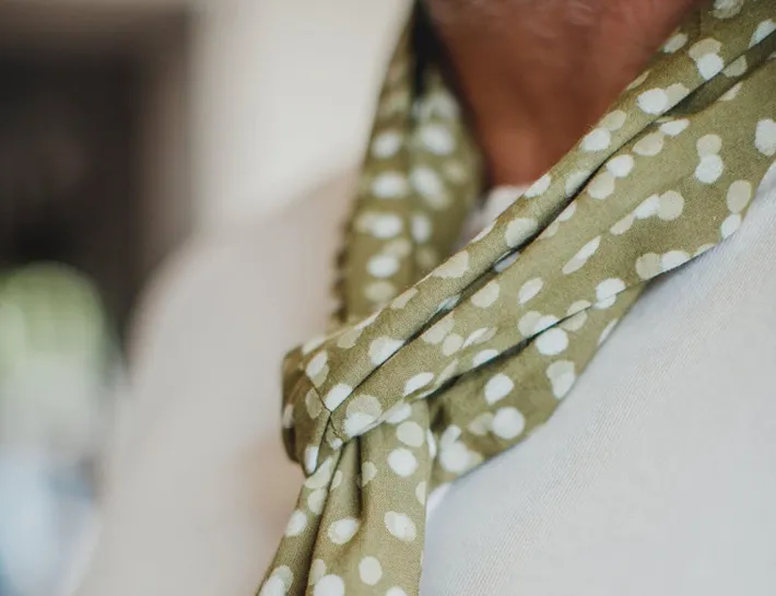 &SONS Scarves-Green Dot Organic Japanese Scarf