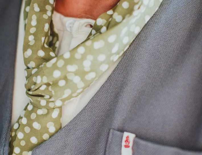 &SONS Scarves-Green Dot Organic Japanese Scarf