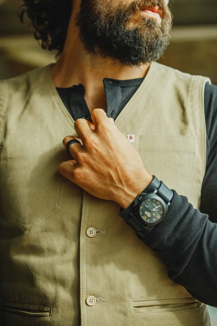 &SONS Leather Goods-Leather Watch / Wrist Cuff Black