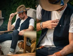 &SONS Waistcoats-Navy Lincoln Waistcoat / Vest