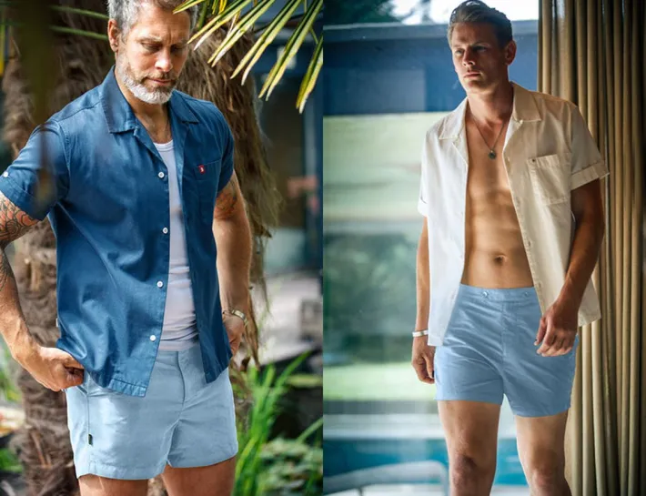 &SONS Bottoms & Shorts-Newman Swim Shorts Sky Blue