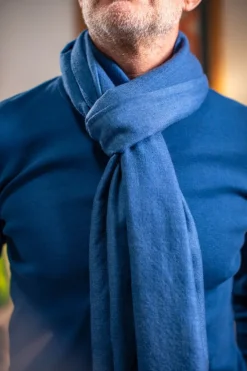 &SONS Knitwear-Outlaw Scarf Denim Blue