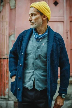 &SONS Jackets & Coats-Pioneer British Wool Cardigan Navy