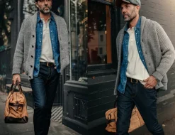 &SONS Jackets & Coats-Pioneer British Wool Cardigan Grey