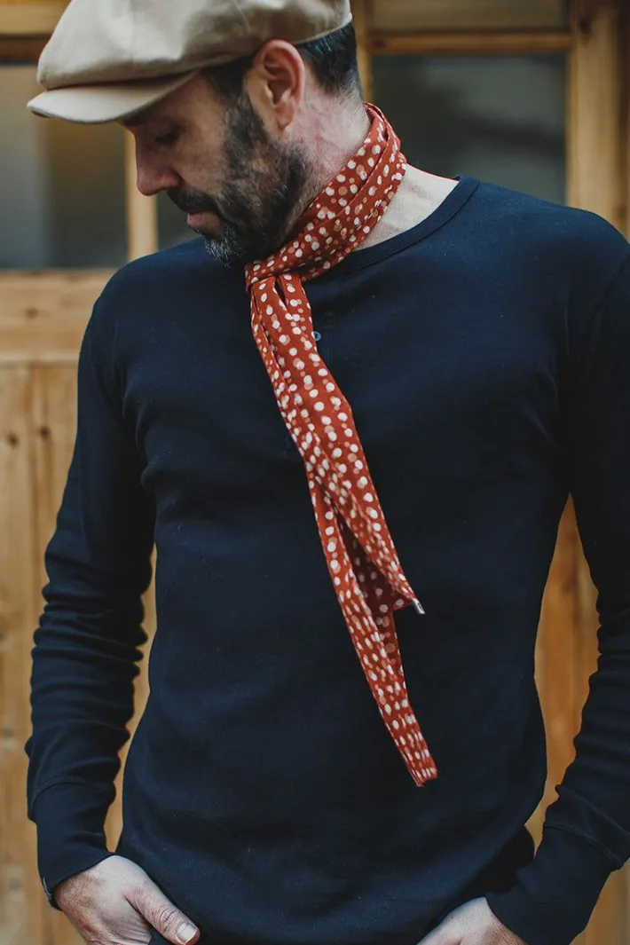 &SONS Scarves-Rust Dot Japanese Scarf