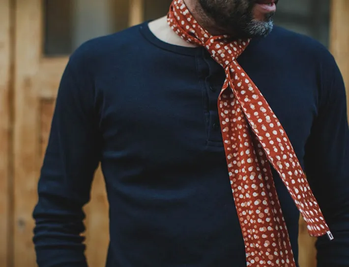 &SONS Scarves-Rust Dot Japanese Scarf
