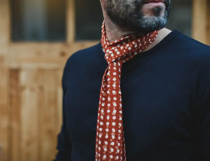 &SONS Scarves-Rust Dot Japanese Scarf