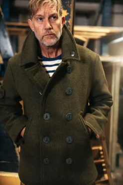 &SONS Jackets & Coats-Boardwalk Peacoat Army Green