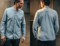 &SONS Tops-Emerson Shirt Indigo Stripe