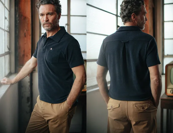 &SONS Tops-Solar Polo Navy
