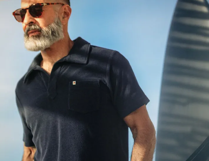 &SONS Tops-Solar Polo Navy