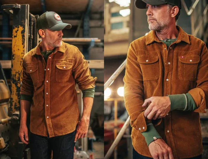 &SONS Tops-Sunday Shirt Corduroy Tan