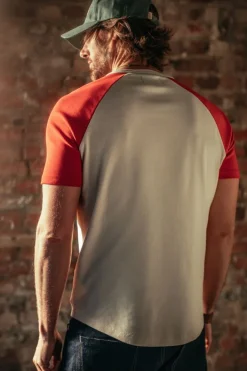 &SONS Tops-The Chariot Henley Shirt Raw/Red