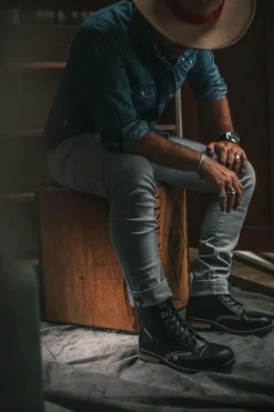 &SONS Leather Goods-The Drover Boot Black