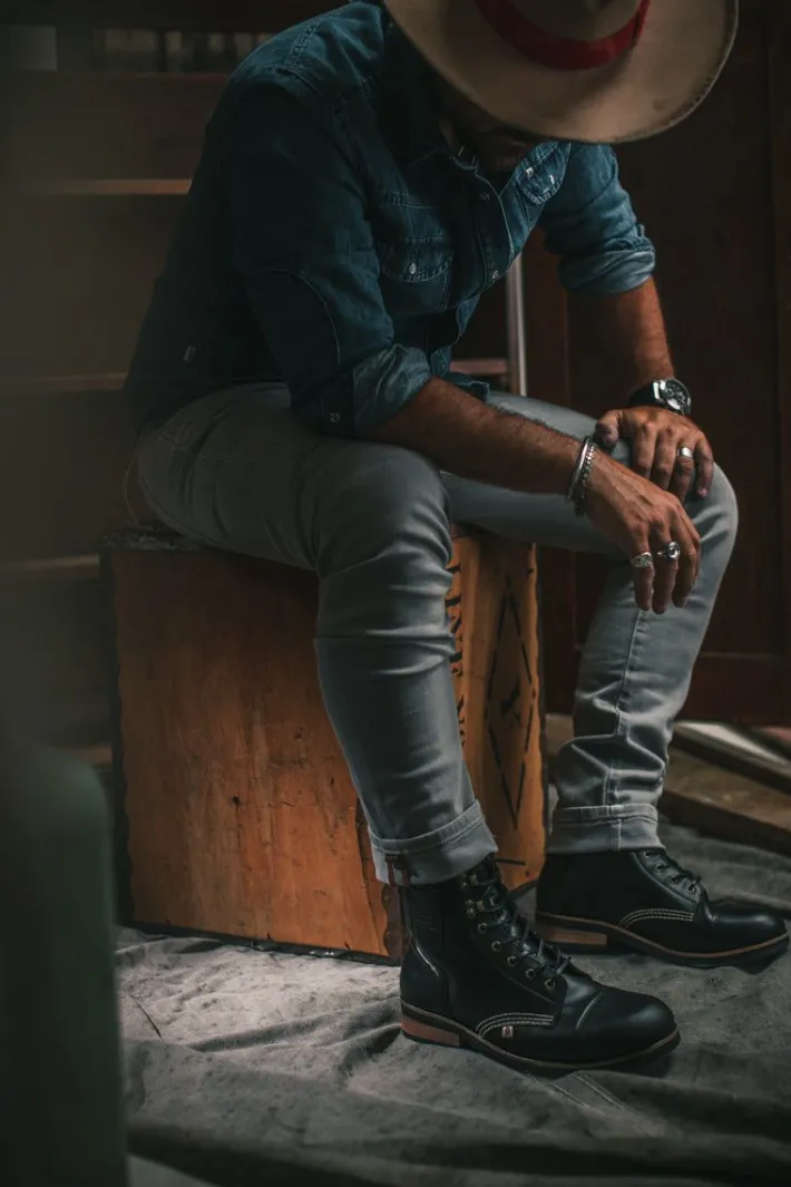 &SONS Leather Goods-The Drover Boot Black