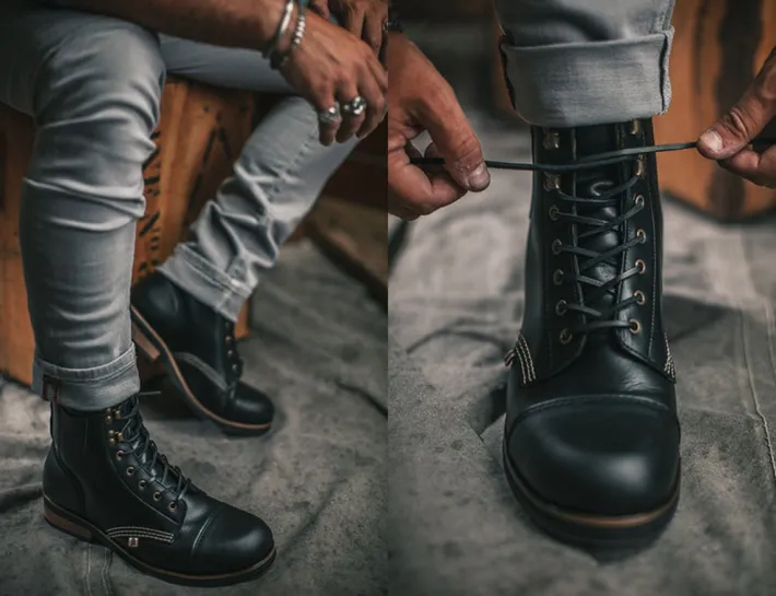 &SONS Leather Goods-The Drover Boot Black