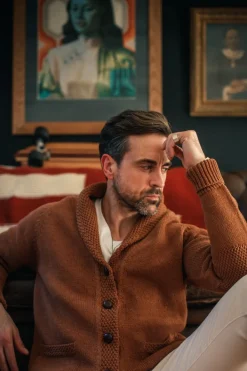 &SONS Jackets & Coats-Turner Cardigan Rust