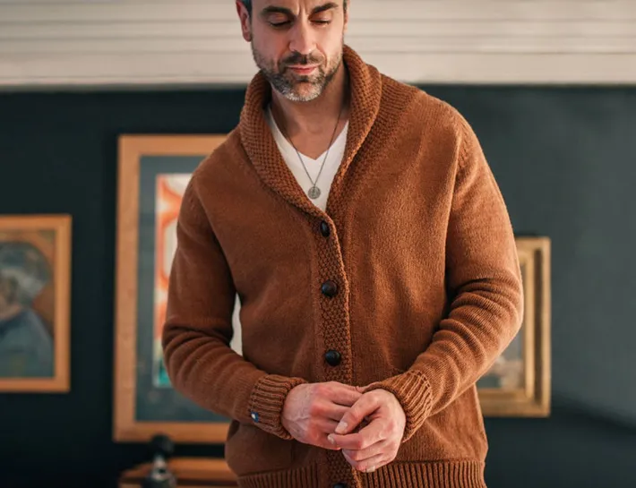 &SONS Jackets & Coats-Turner Cardigan Rust