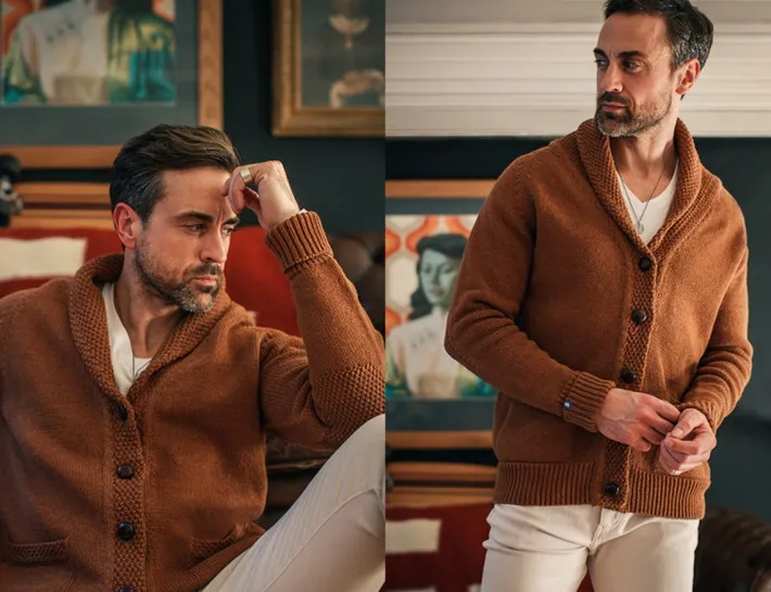 &SONS Jackets & Coats-Turner Cardigan Rust