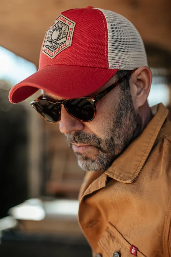 &SONS Headwear-Union Trucker Cap Vintage Red