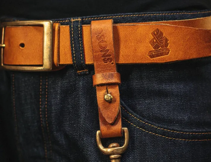 &SONS Leather Goods-Tan Leather Key Fob