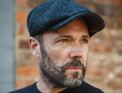 &SONS Knitwear-Thompson Baker Boy Hat- Black Herringbone