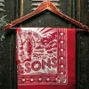 &SONS Scarves-Woodcut Bandana Red
